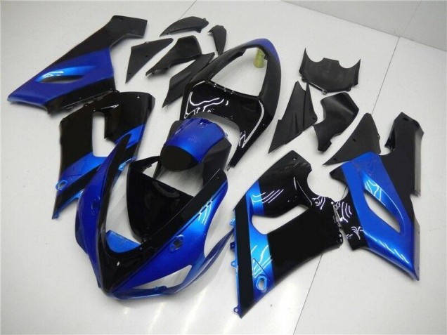Blau Schwarz Kawasaki ZX6R 2005-2006 Verkleidungen