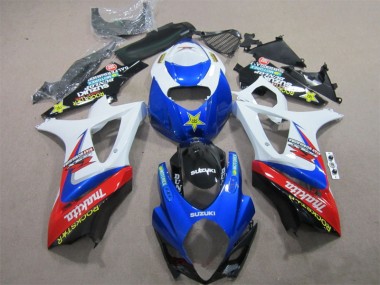 Blau Weiß Rockstar Suzuki GSXR 1000 K7 2007-2008 Verkleidungen
