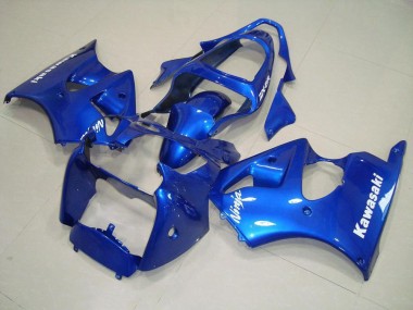 Blau mit Weißen Aufklebern Kawasaki ZX6R 2000-2002 Verkleidungen