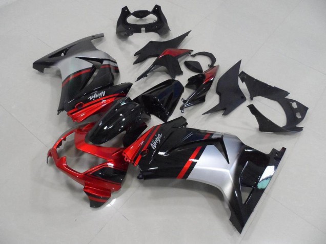 Candy Rot Schwarz Silber Kawasaki ZX 250R 2008-2012 Verkleidungen