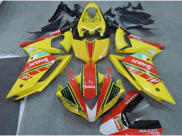 Gelb Rot Swan Yamaha R1 2007-2008 Verkleidungen