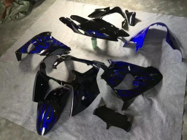 Glänzend Schwarz Blau Flamme Kawasaki ZX9R 2000-2001 Verkleidungen