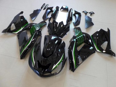 Glänzend Schwarz mit Grün Linie Kawasaki ZX14R ZZR 1400 2006-2011 Verkleidungen