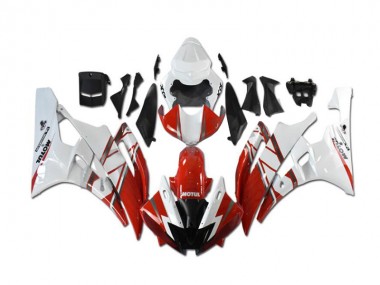 Rot Weiß Yamaha R6 2006-2007 Verkleidungen Komplett Sets