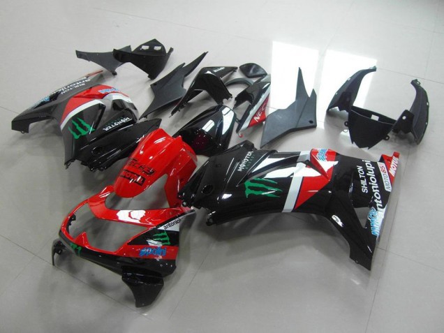 Rot und Schwarz Monster Kawasaki ZX 250R 2008-2012 Verkleidungen