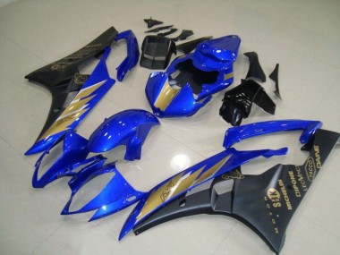 Schwarz Blau mit Gold Aufkleber Yamaha R6 2006-2007 Verkleidung