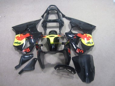 Schwarz Gelb Rot Bull Ninja Kawasaki ZX6R 2000-2002 Verkleidungen