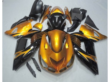 Schwarz Gold Kawasaki ZX14R ZZR 1400 2006-2011 Verkleidungen