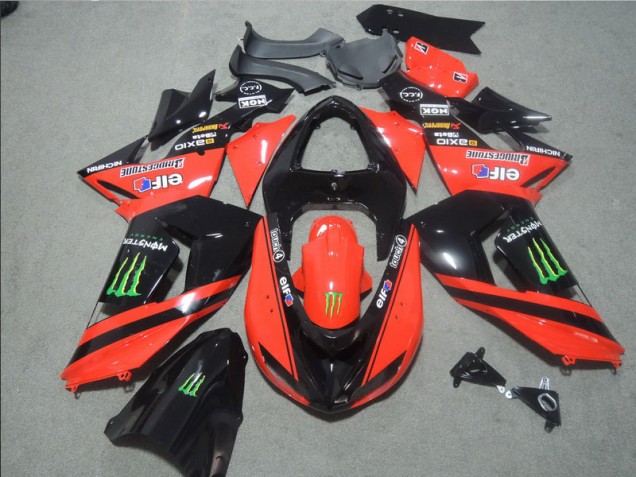 Schwarz Rote Touch4 Monster Kawasaki ZX10R 2006-2007 Verkleidungen