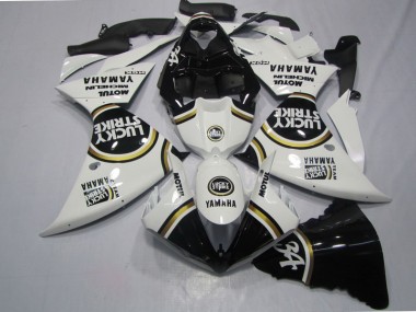 Schwarz Weißes Lucky Strike Yamaha R1 2009-2011 Verkleidungen