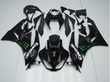 Schwarz mit Monster Kawasaki ZX6R 2009-2012 Verkleidungen