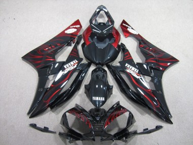 Schwarz rote Flamme Yamaha R6 2006-2007 Verkleidung