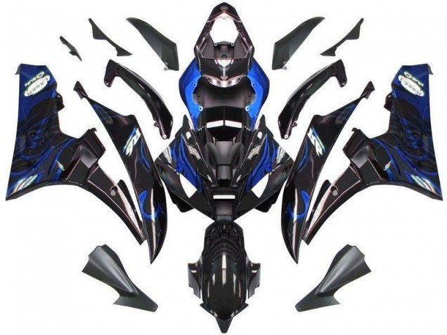Schwarze Blau Flamme Yamaha R6 2006-2007 Verkleidungen