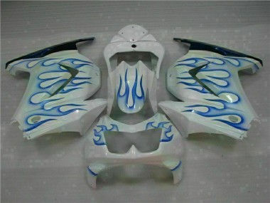 Weiß Blau Flamme Kawasaki EX250 2008-2012 Verkleidungen