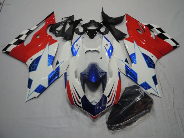 Weiß Blau Rot Ducati 1199 2011-2014 Verkleidungen