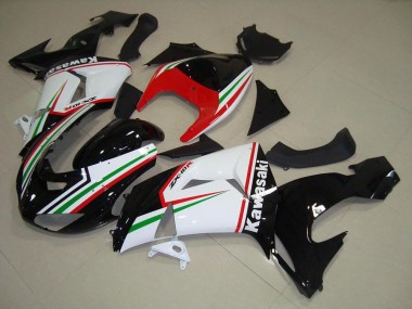 Weiß Und Schwarz Kawasaki ZX10R 2006-2007 Verkleidungen